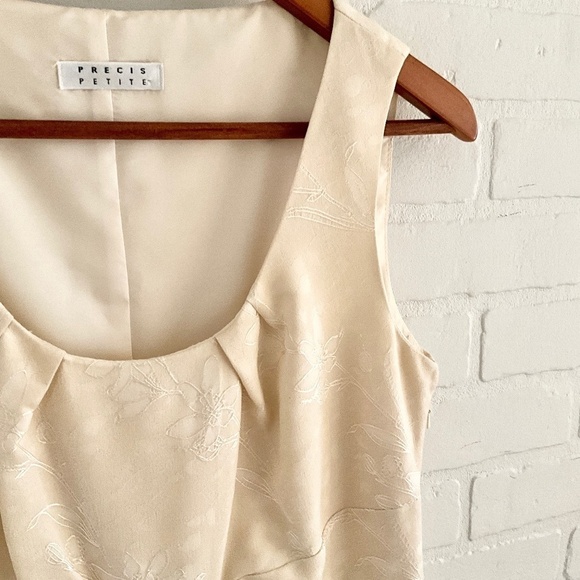 Vintage Y2K Midi dress Gown Babydoll Bow Cream Vanilla Floral Jacquard 8 - Picture 6 of 16